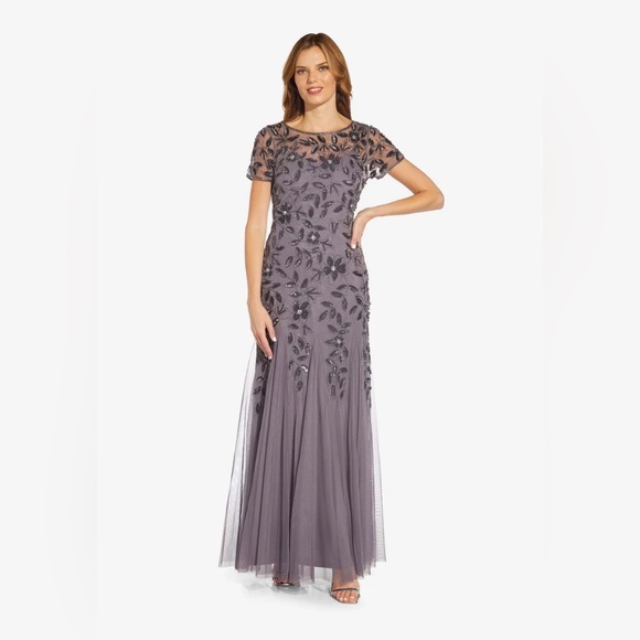 Adrianna Papell Women's Half Sleeve Silver Gown main image 1